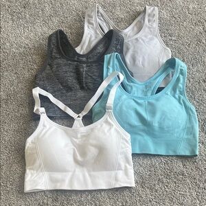 4 - All In Motion Women's Seamless Sports Bra Set - Black, White, Blue